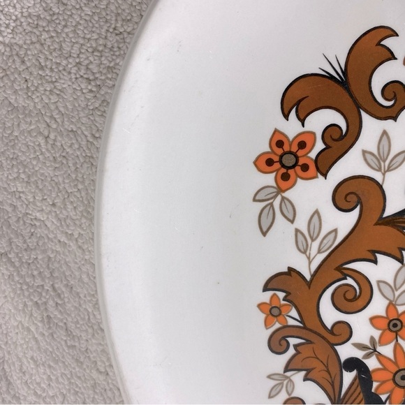 Vintage Cassandra Hostess Tableware MCM Brown Orange Floral Print Oval Platter - Picture 10 of 14